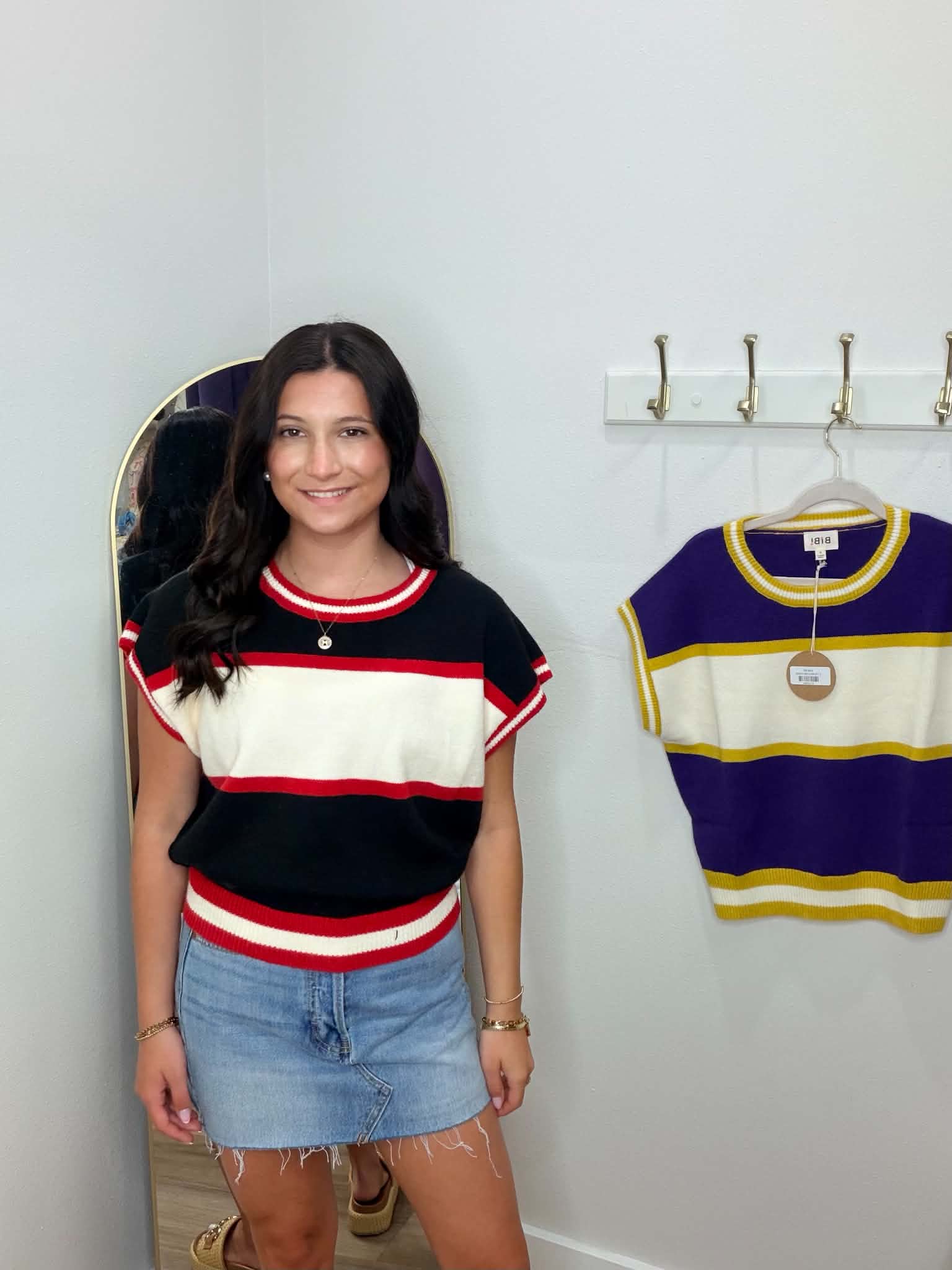 GAMEDAY THEME COLORBLOCK REALXED FIT KNIT SWEATER TOP