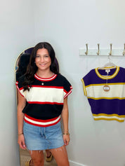 GAMEDAY THEME COLORBLOCK REALXED FIT KNIT SWEATER TOP