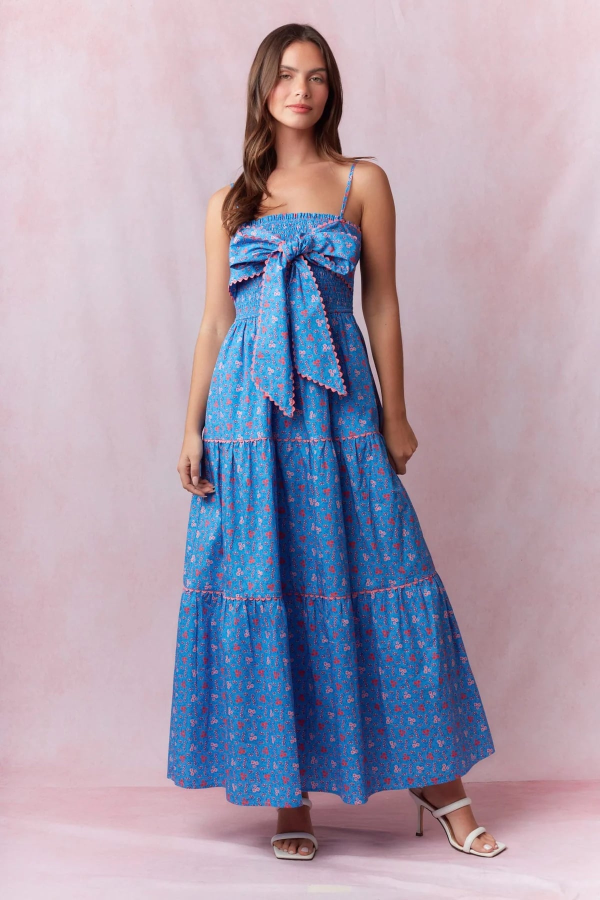 Breana Scalloped Trimmed Bow Maxi Dress