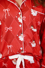 Santa's Signature Bow Ruffle Pajama Set