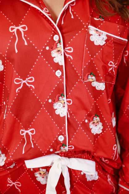 Santa's Signature Bow Ruffle Pajama Set