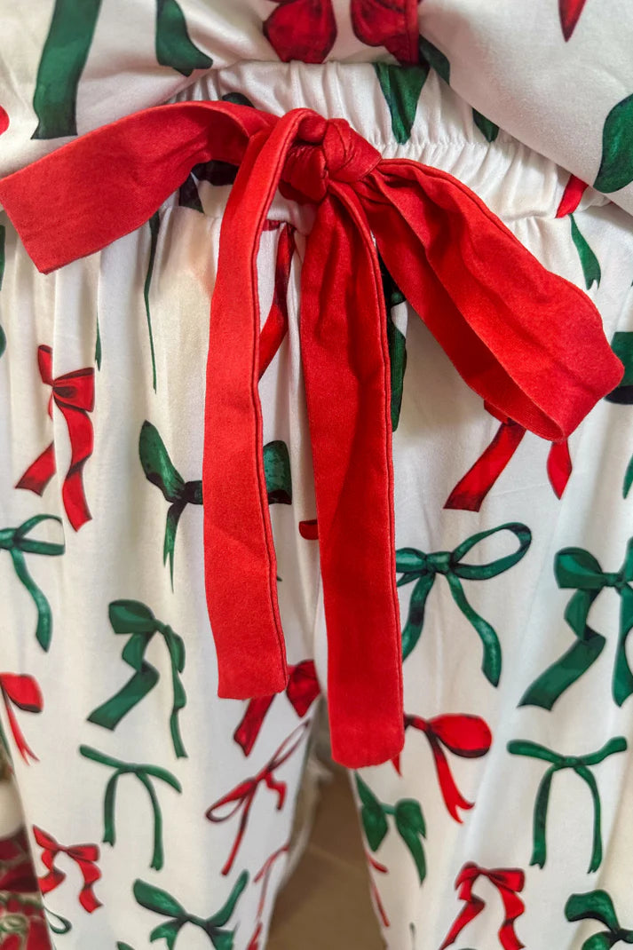 Midnight Bow Christmas Edition Ruffle Pajama Set