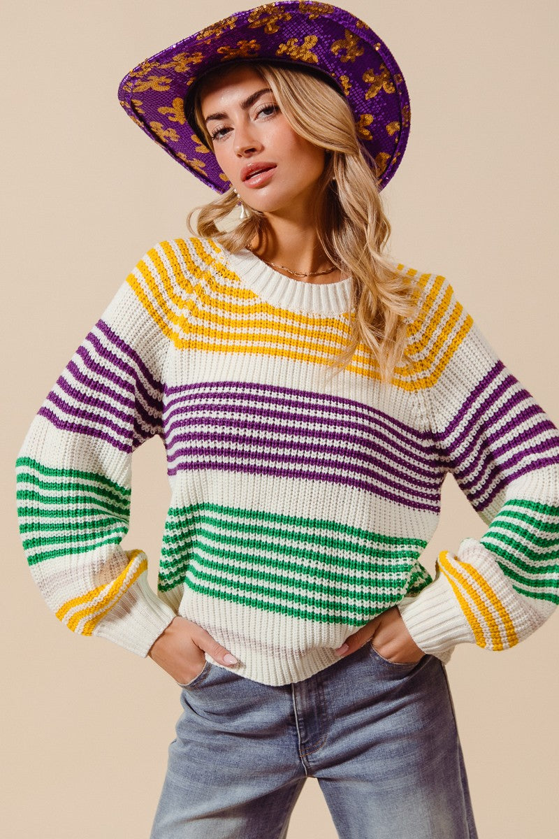 Choctaw- Striped Raglan Sweater