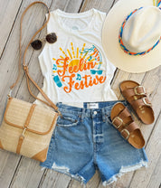 Feelin' Festive Tank-white