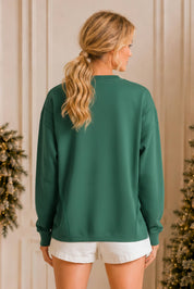 Holly Jolly Patchwork Graphic Holiday Sweatshirt