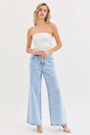 ALL OVER RHINESTONE- Wide Leg Denim