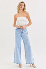 ALL OVER RHINESTONE- Wide Leg Denim
