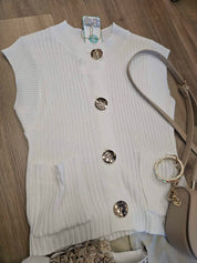 Aura- Button Detail Knit Vest Top