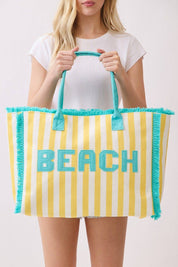 Striped Terry Cloth Beach Tote Bag