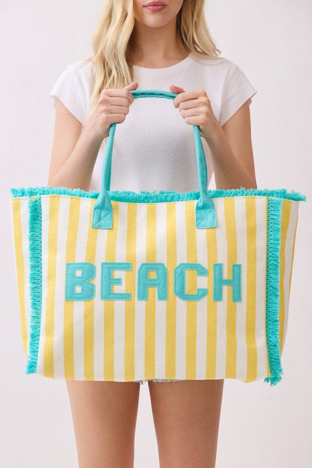 Striped Terry Cloth Beach Tote Bag