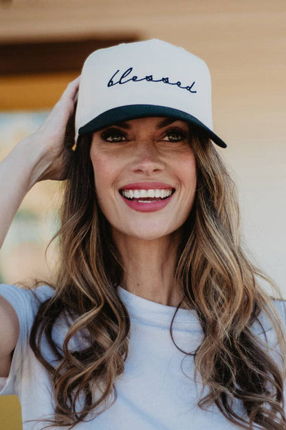 Blessed (Cursive) Two-Toned Vintage Hat
