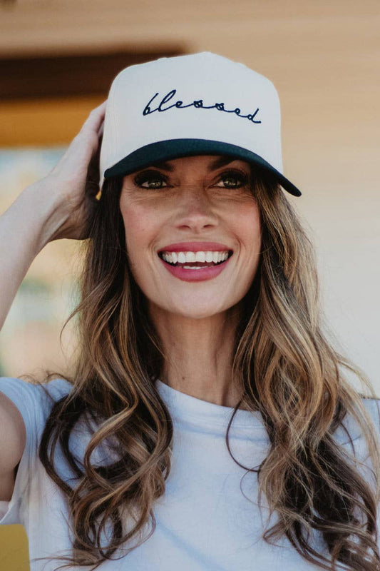 Blessed (Cursive) Two-Toned Vintage Hat