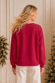 Holly Jolly Patchwork Graphic Holiday Sweatshirt