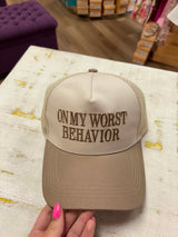 On My Worst Behavior- Two Tone Mesh Snapback Hat