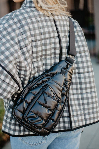 Black Metallic Crossbody Wholesale Sling Bag