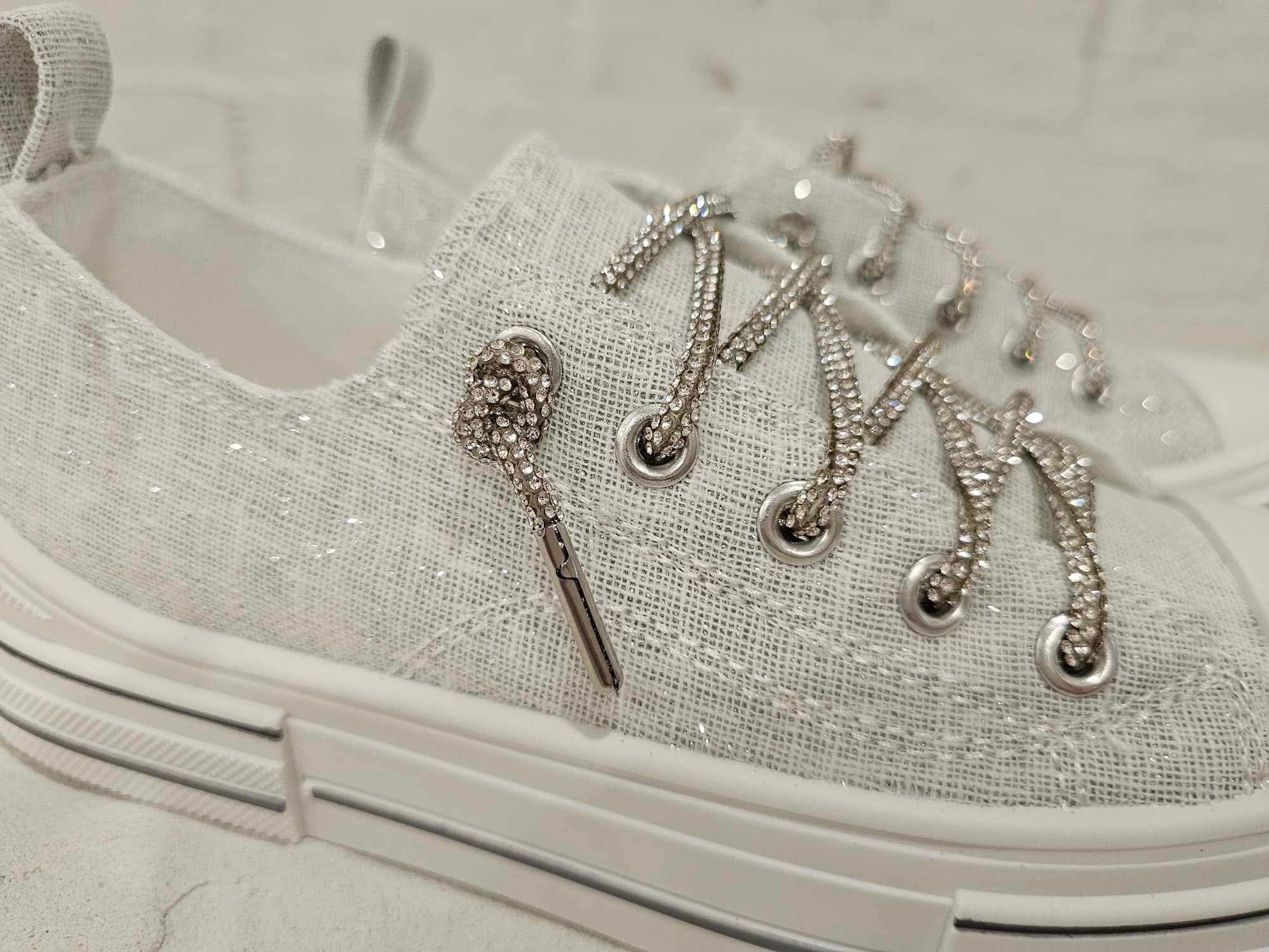 Aman Rhinestone Lace up Tennis