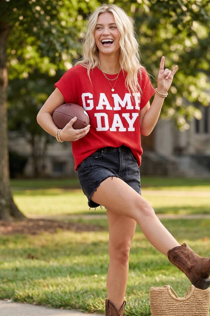 Game Day Ribbed Knit Top
