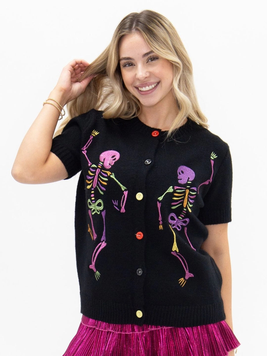 The Dancing Skeletons- Short Sleeve Cardigan
