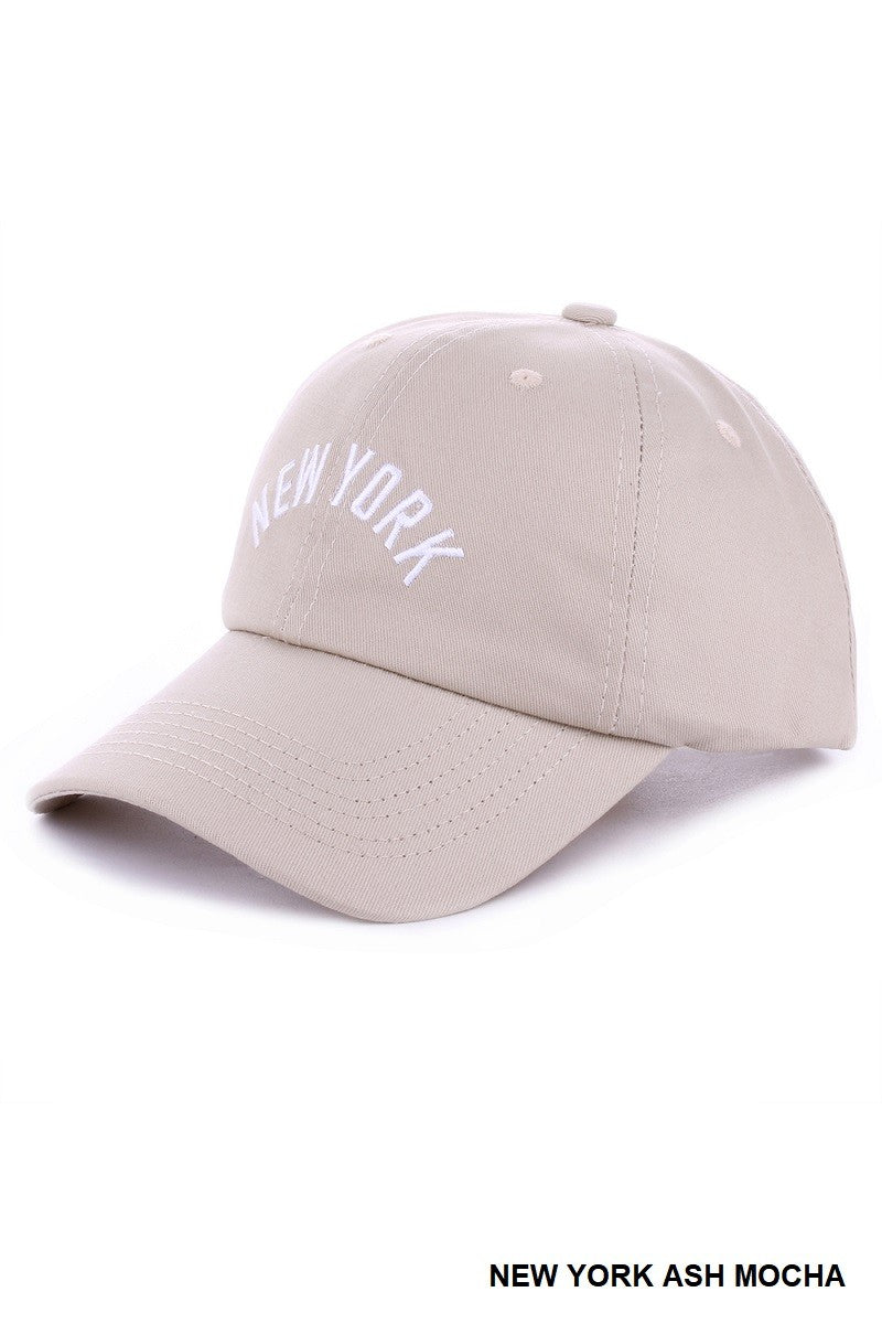 Embroidered City Cap - Ash Mocha New York