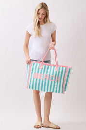 Striped Terry Cloth Beach Tote Bag
