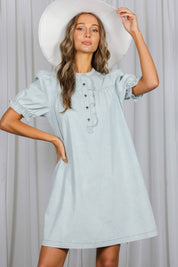 DAISY- Ruffled Button Placket Accent Dress