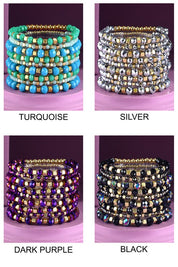 9 Piece Colorful Beaded Stretchy Bracelet Stack