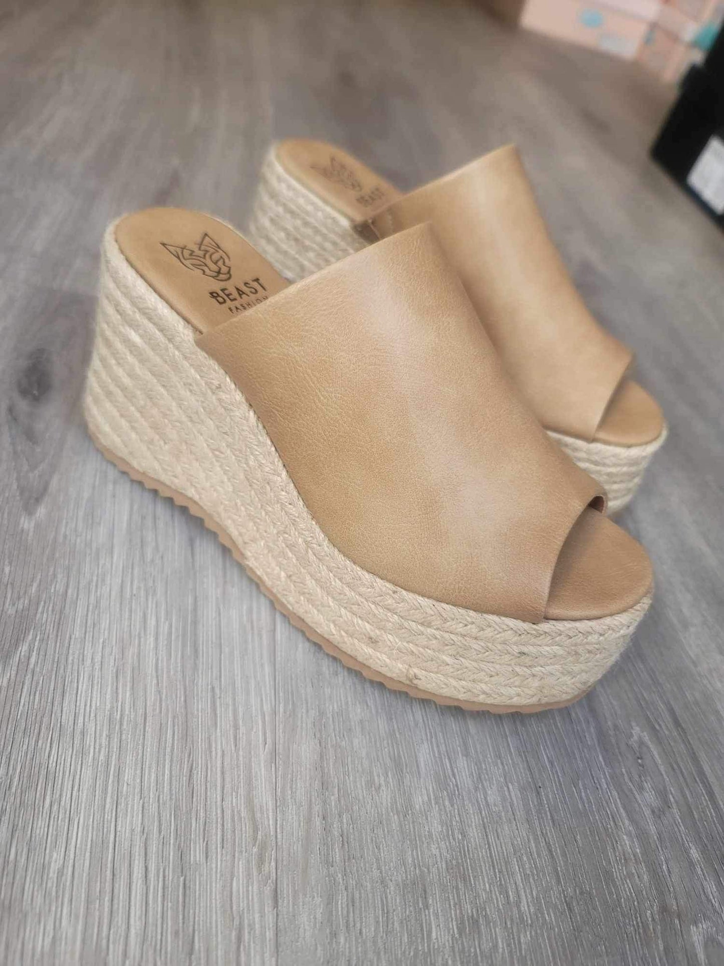 Stacey Platform Wedge Sandal - Taupe