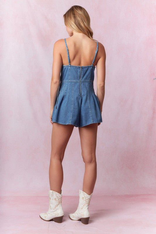 Scallop Trim Bow Detail Romper