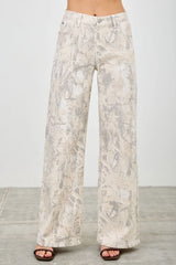 Jessica- MID Rise Camo Printed Wide Straight