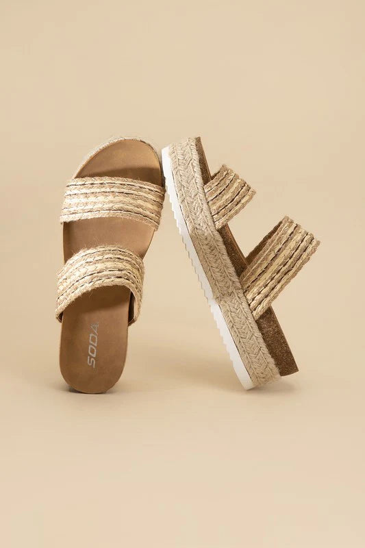 West Platform Sandal - Natural/gold/multi