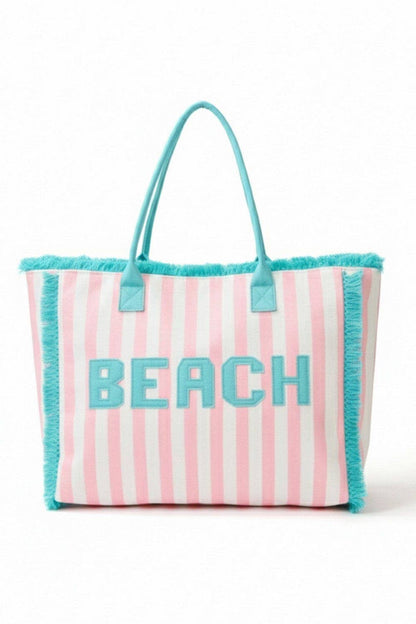 Striped Terry Cloth Beach Tote Bag