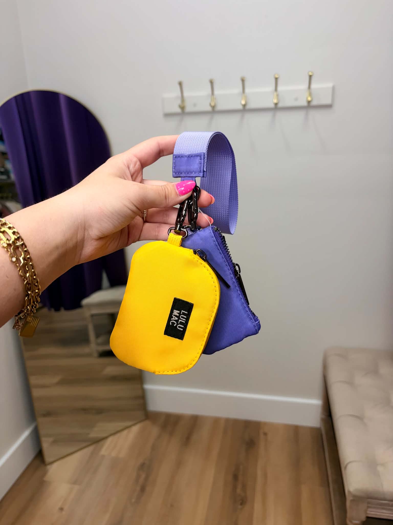 Purple/Yellow Lulu Mac Double Pouch Wristlets