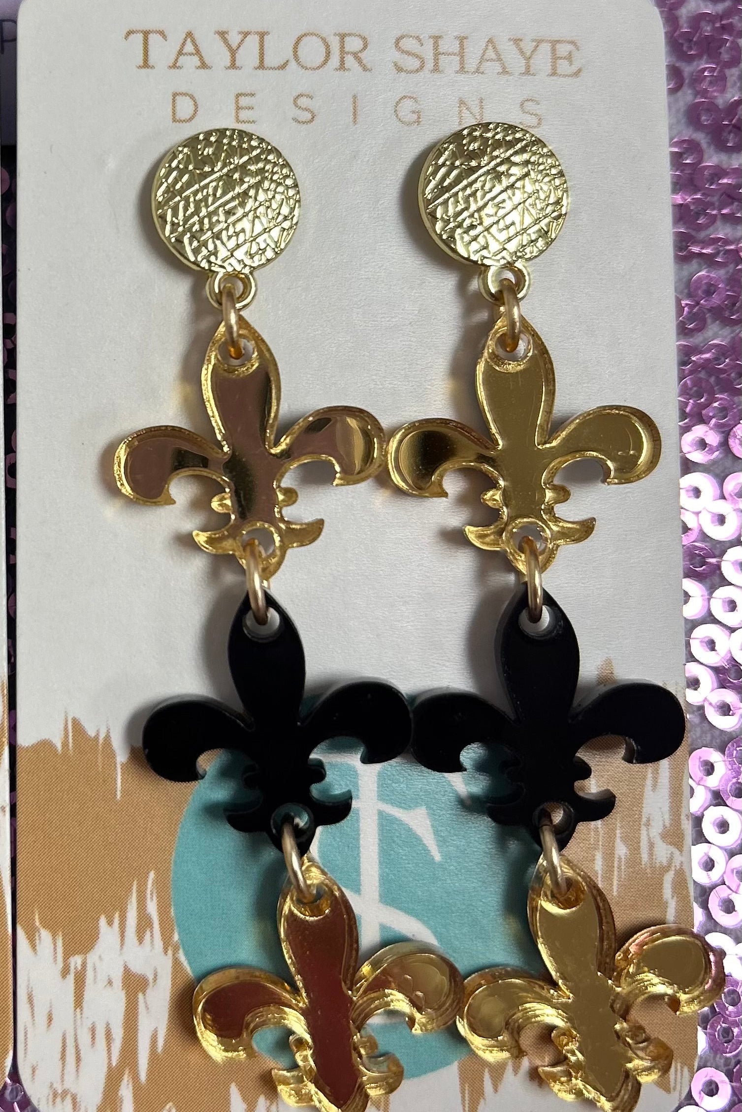 Taylor Shaye Drop Fleur De Lis Earrings