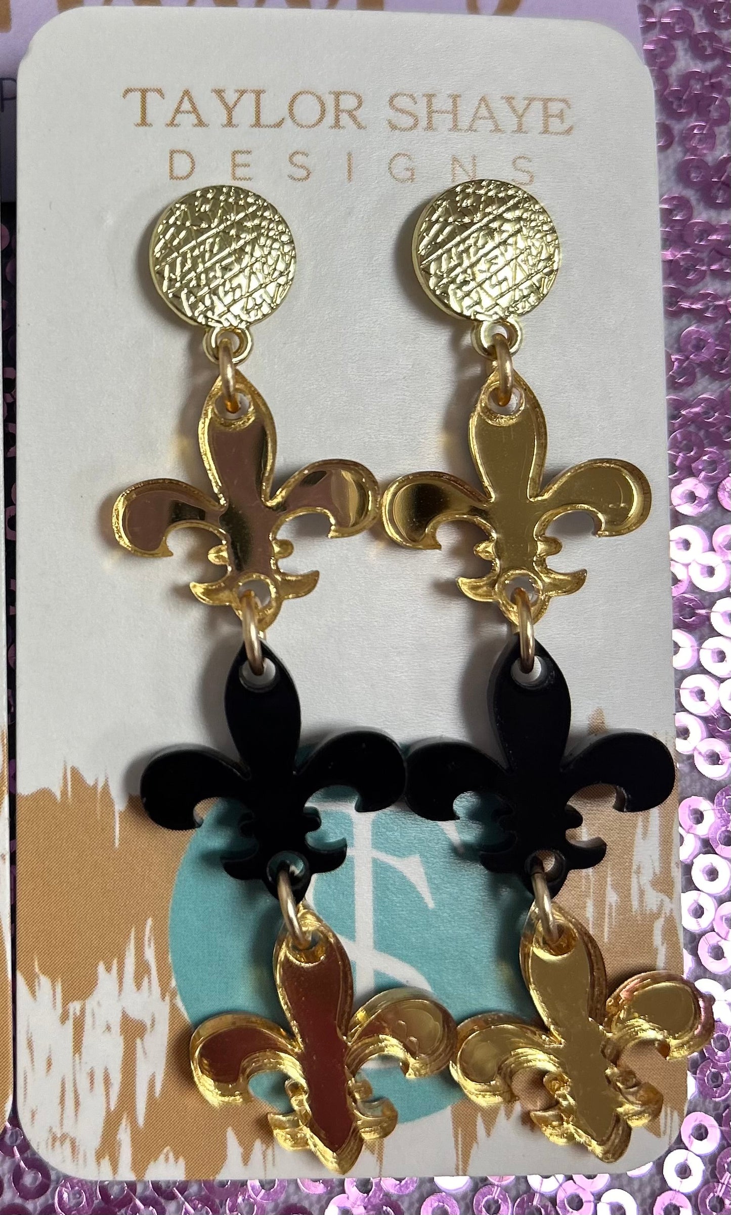 Taylor Shaye Drop Fleur De Lis Earrings