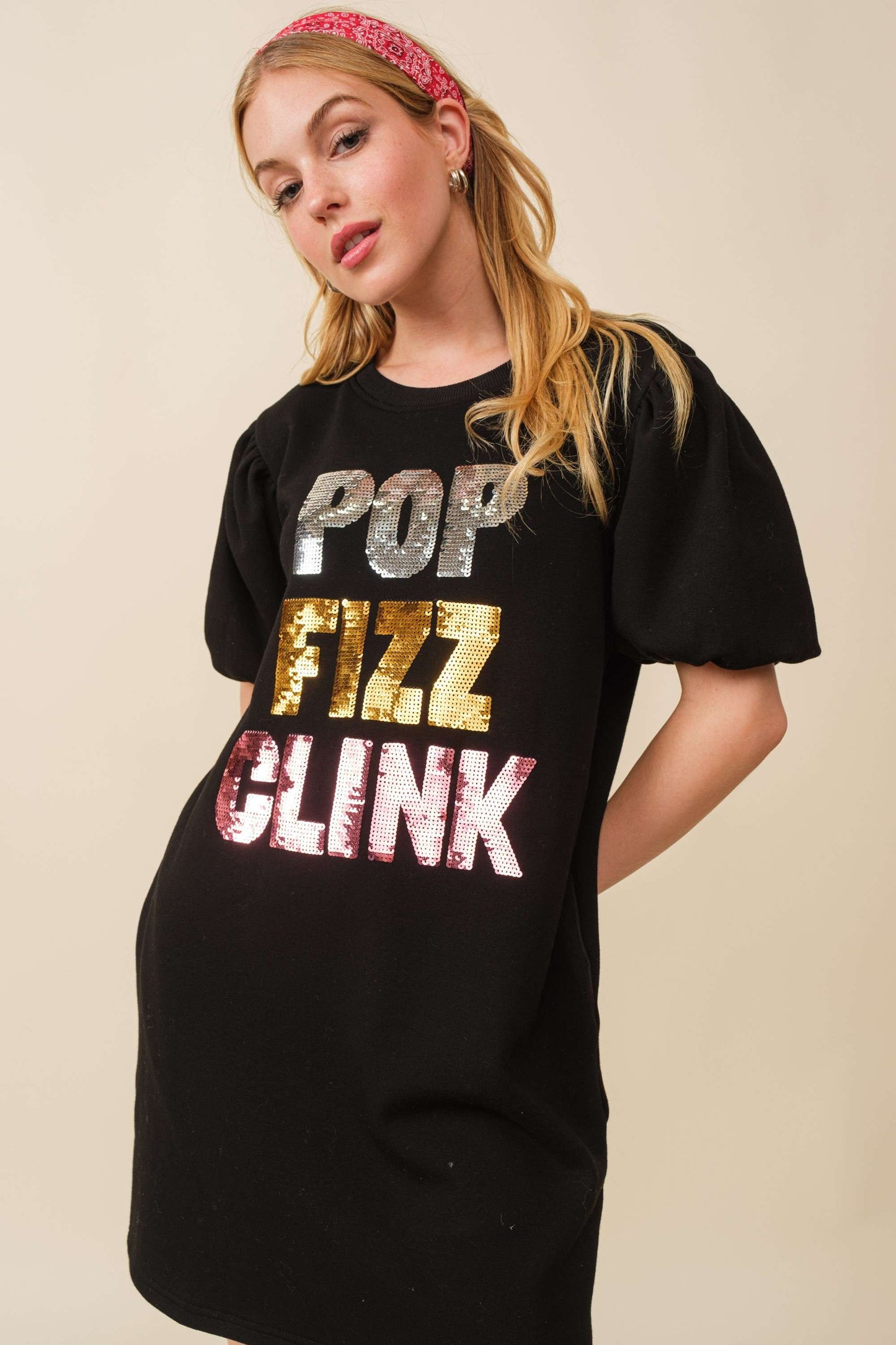 Pop Fizz Clink- Sequin Fleece Dress