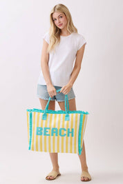 Striped Terry Cloth Beach Tote Bag