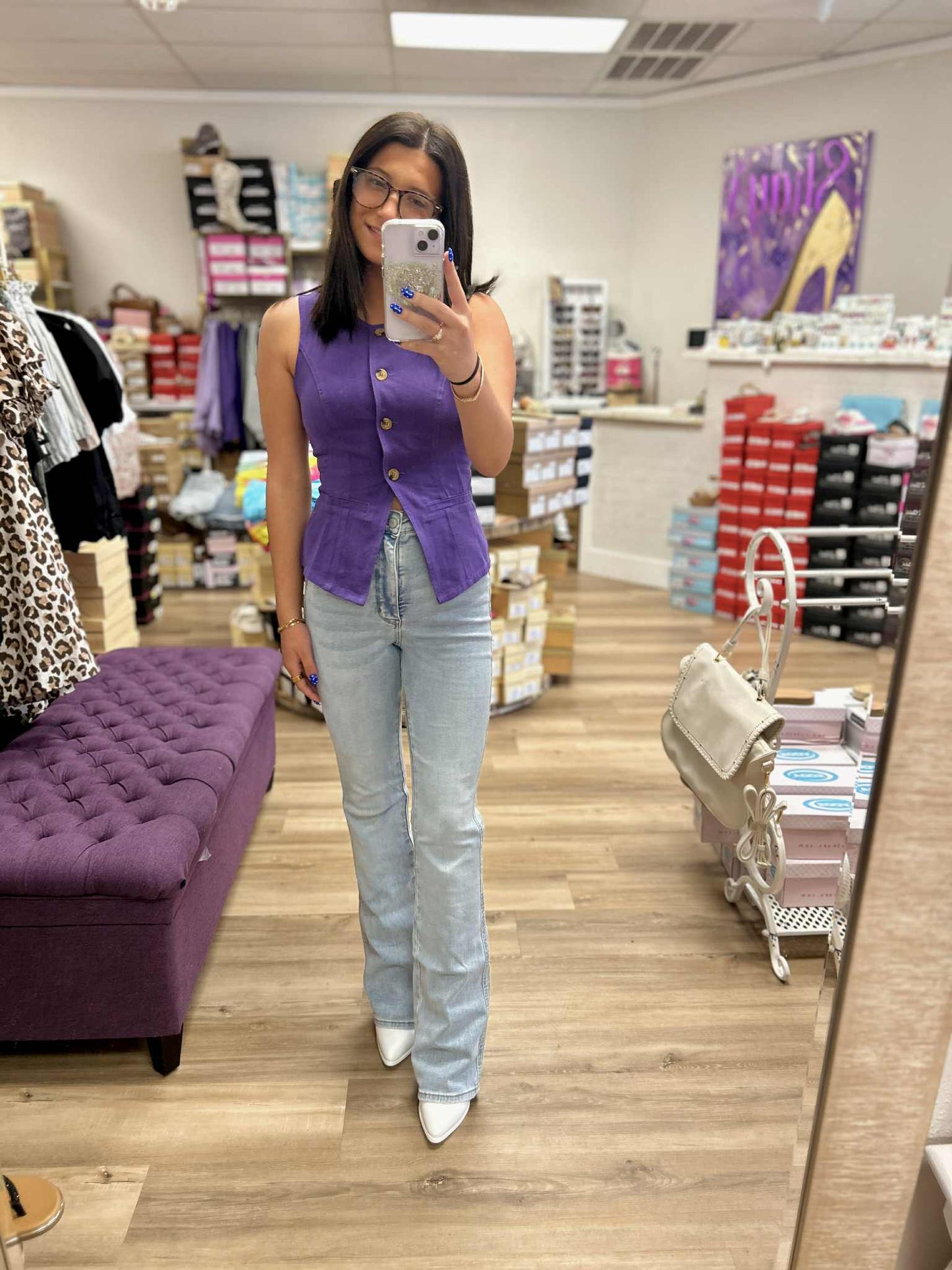 Slim Fit Color Denim Vest