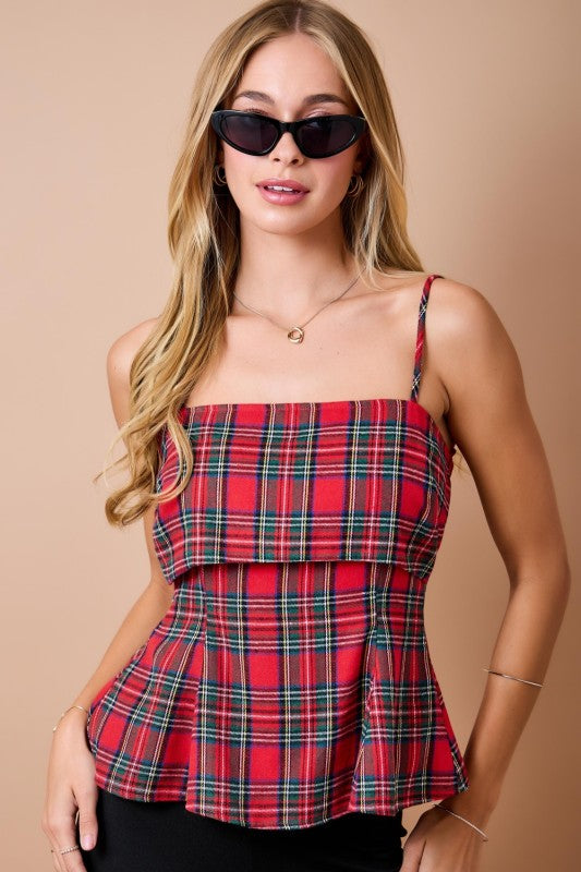 Plaid Fit & Flare Top