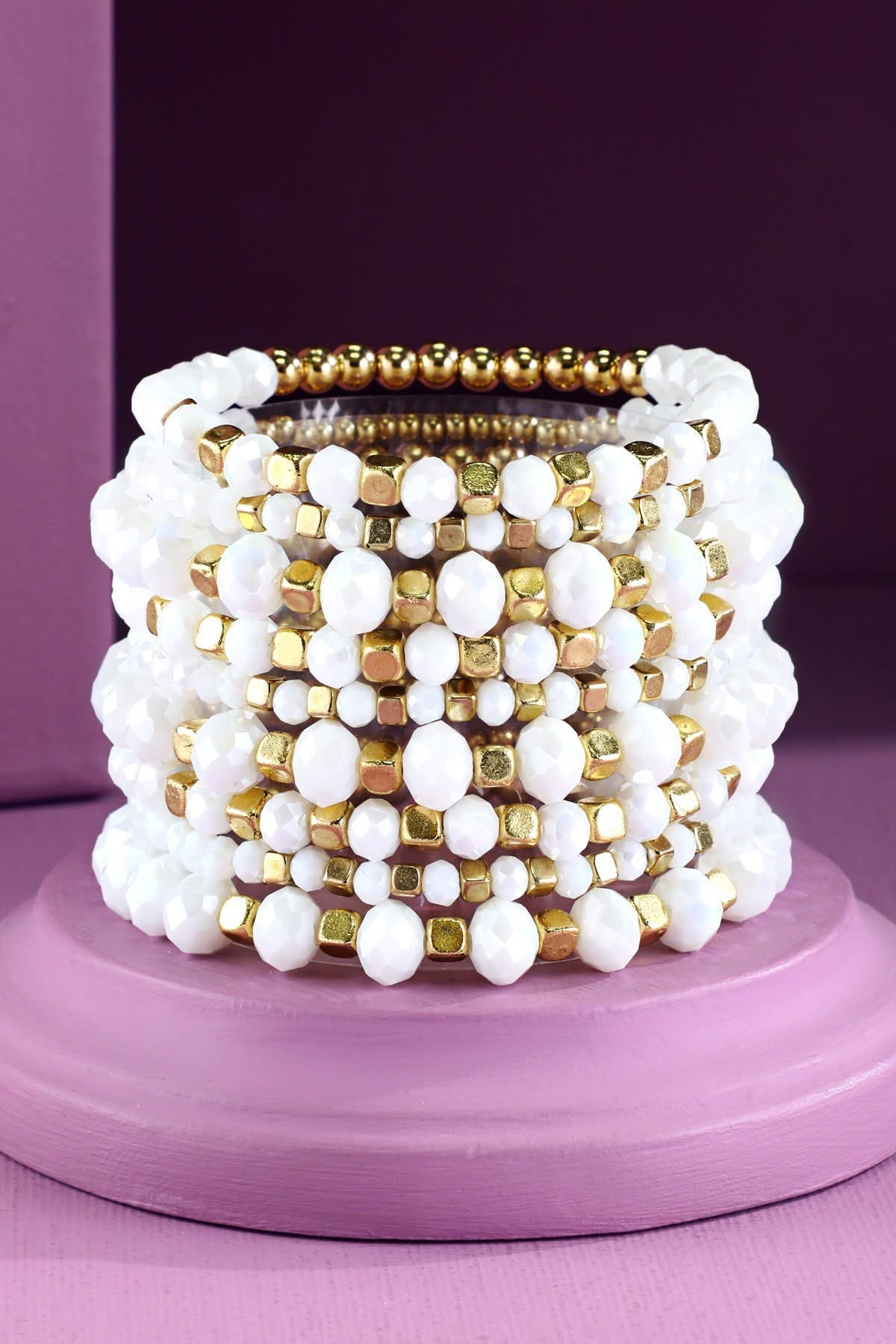 9 Piece Colorful Beaded Stretchy Bracelet Stack
