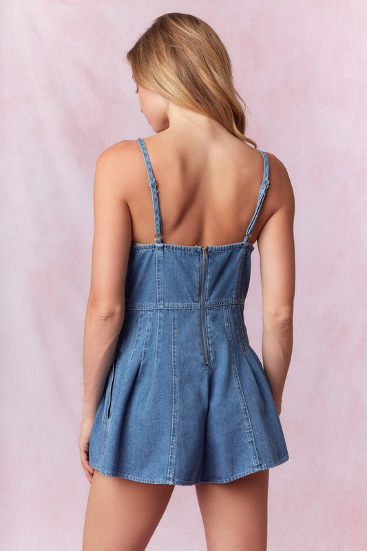 Scallop Trim Bow Detail Romper