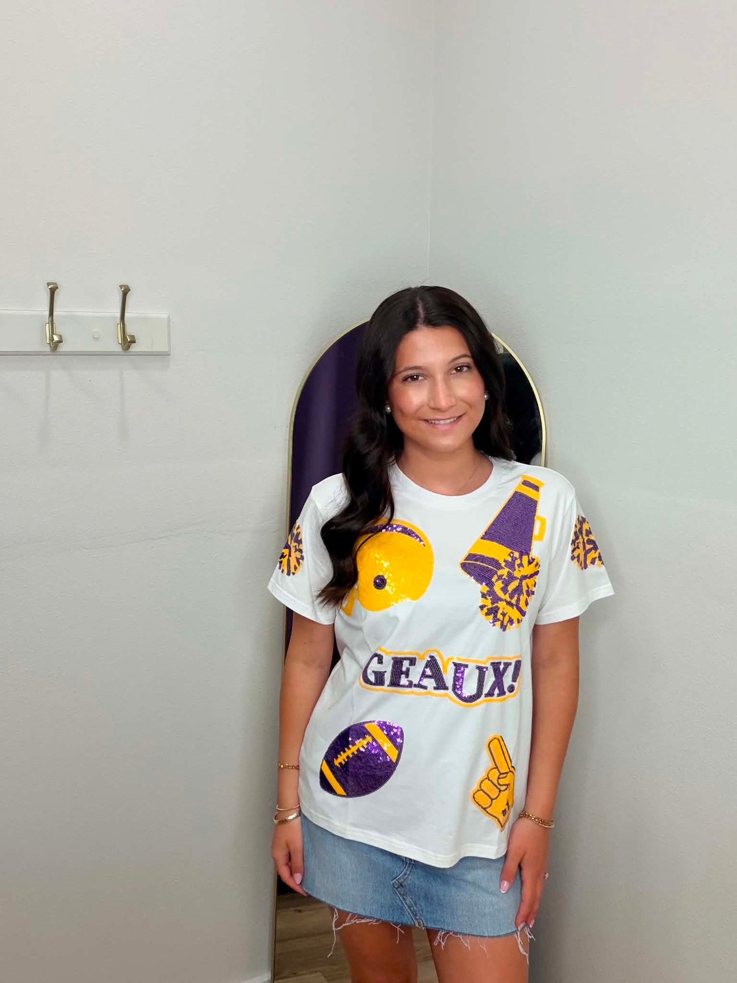 Purple/Gold Let's Geaux Sequin Shirt