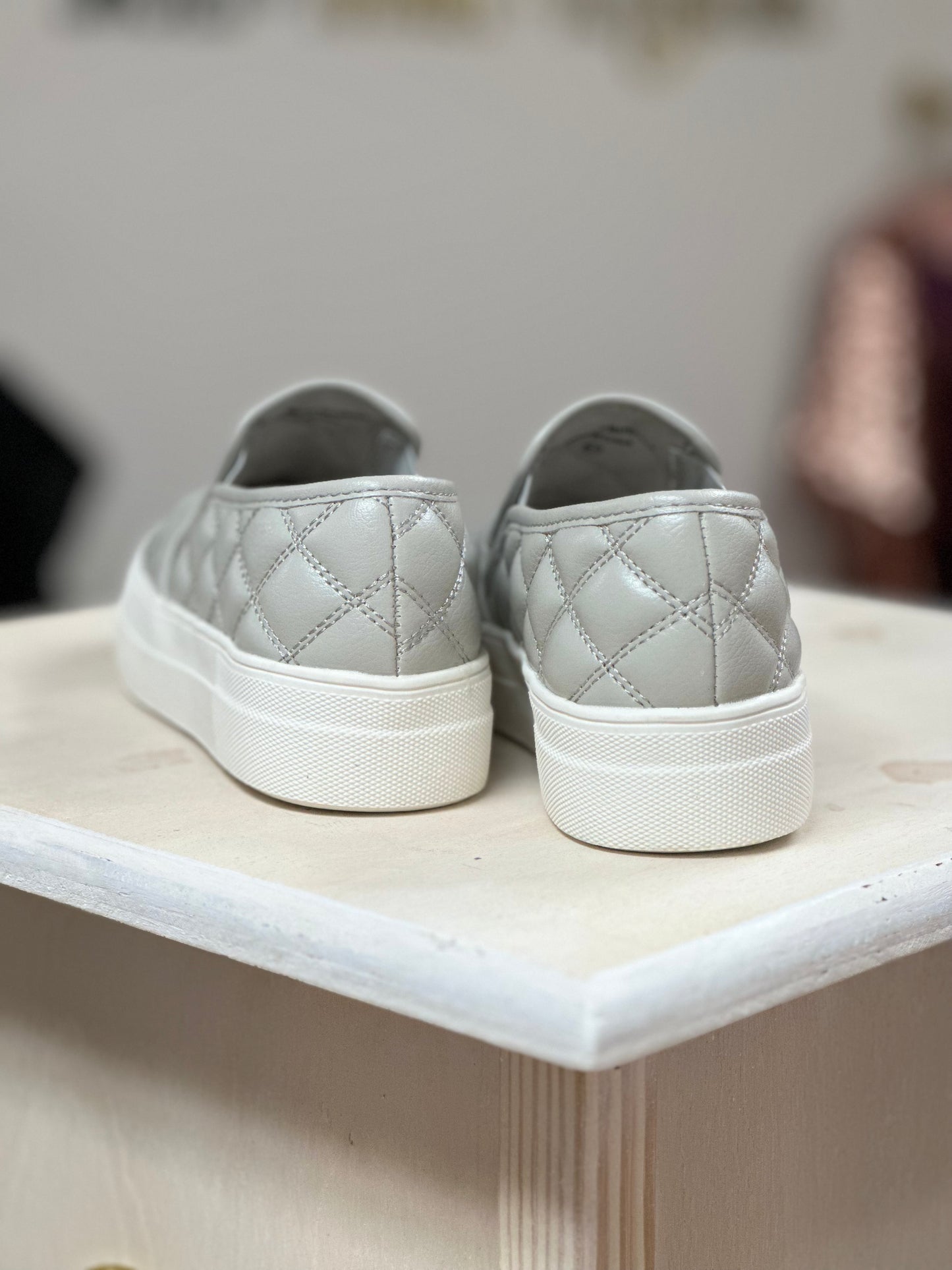 Pouch Quilted Slip Ons - Grey