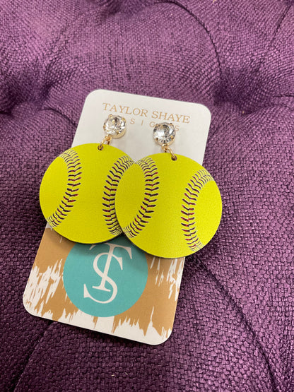 Taylor Shaye Acrylic Softball Earrings