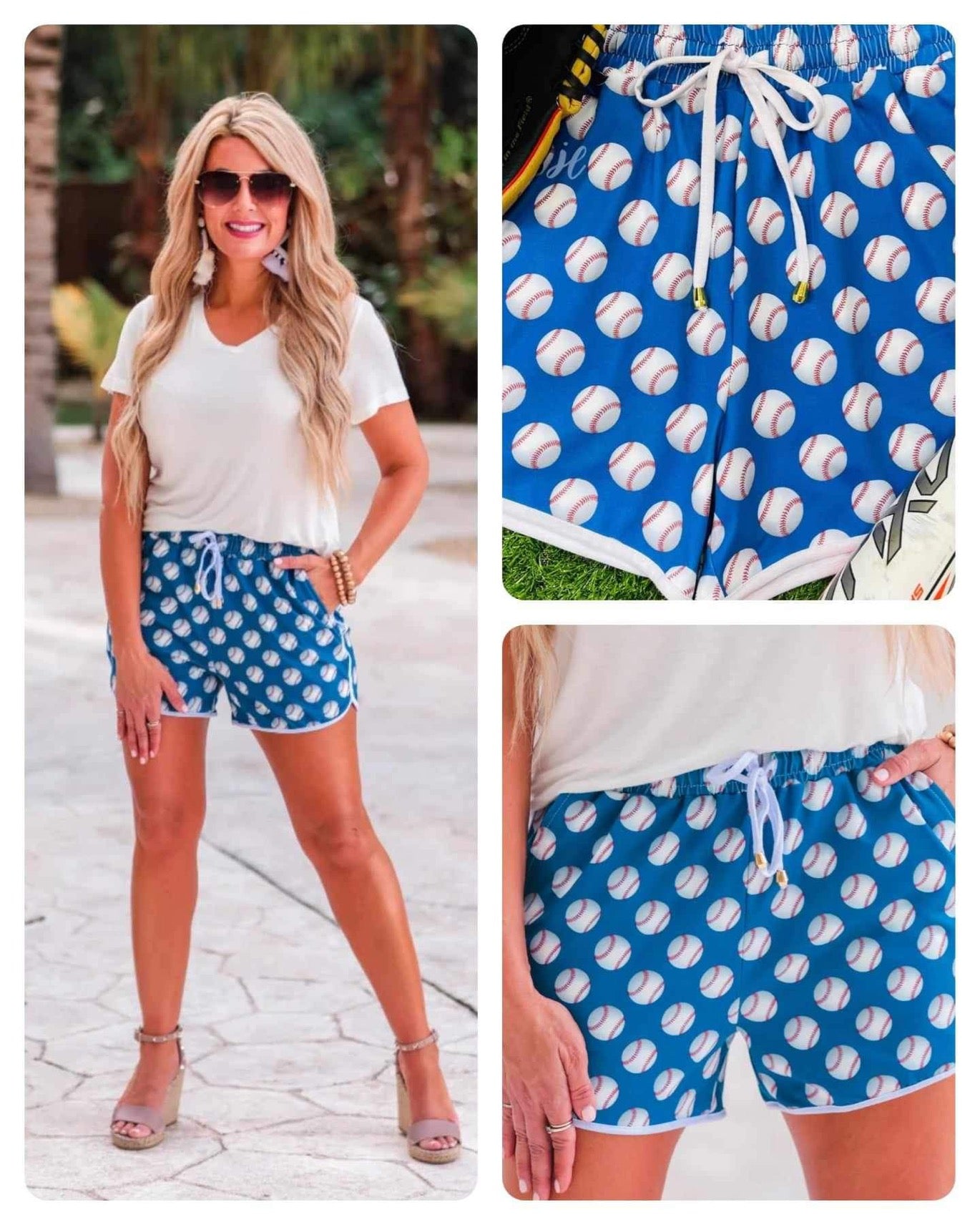 Play Ball Drawstring Shorts