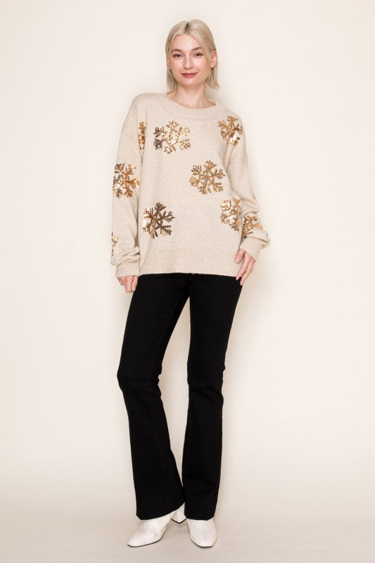Sequin Snowflake Sweater
