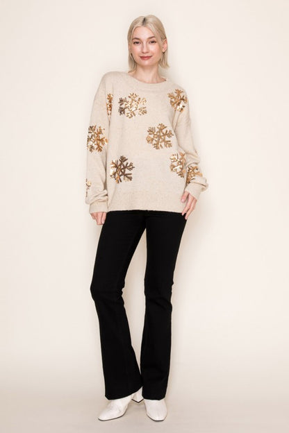 Sequin Snowflake Sweater
