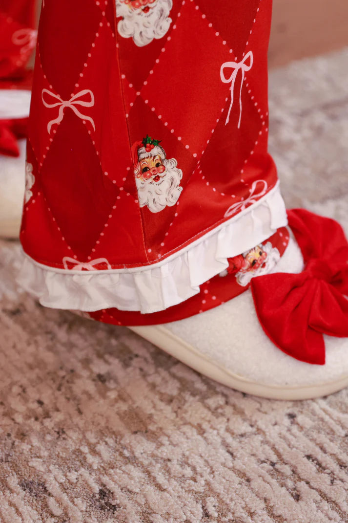Santa's Signature Bow Ruffle Pajama Set
