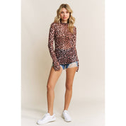 CHIC ANIMAL PRINT MESH TOP