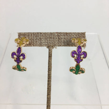 Mardi Gras FDL hoop earrings