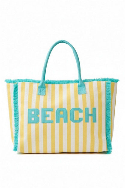 Striped Terry Cloth Beach Tote Bag